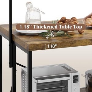 Moderno estante de 3 niveles para panaderos Isla de cocina con toma de corriente Diseño de Isla de almacenamiento de madera - Product Image 4
