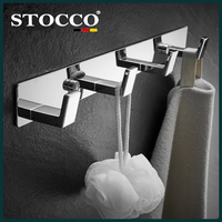 STOCCO Porte-vêtements mural en acier inoxydable finition chrome moderne avec 3 crochets, durable pour hôtel et salle de bain