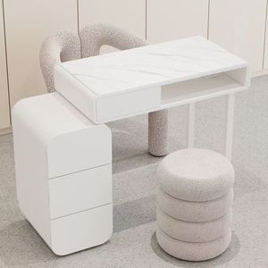Creamy Style Beauty Salon New Arrival Modern Luxury Nail Salon <b>White</b> Manicure <b>Tables</b> Nail Salon Furniture - Product Image 6