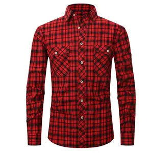  Nova Chegada Manga Longa Com Capuz Atacado Flanela Camisa Xadrez Outono Inverno Camisas Homem Camisa Oem