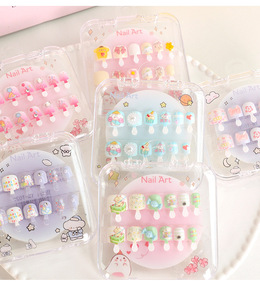 Qianya Cute Sweet Pearl Press en las <span class=keywords><strong>uñas</strong></span> para niños-Diseño de dibujos animados, <span class=keywords><strong>Uñas</strong></span> postizas extraíbles con pestañas adhesivas, puntas de Arte de <span class=keywords><strong>uñas</strong></span> reutilizables - Product Image 3
