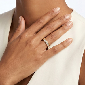 Bague d'éternité étanche en acier inoxydable 304 plaqué or 18 carats, sertie de zircons de laboratoire, empilable, tendance - Product Image 2