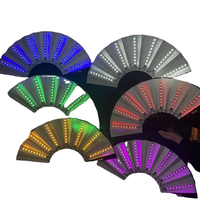 Abanico Plegable de Bambú y Seda de 13 Pulgadas con Luces LED, Directo de Fábrica, Temática Romántica, Logotipo Personalizado, para Fiestas y Promociones
