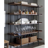 Étagère à livres en fer au design nordique moderne avec étagère de rangement multi-niveaux en bois massif pour la décoration intérieure urbaine, salon et salle à manger