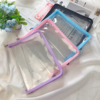 Bolsa de Maquillaje de PVC Transparente con Cierre, Carpeta para Documentos A5, Bolsillo para Bolígrafos, Material de Oficina y Escolar