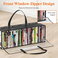 Sac de rangement transparent en PVC pour DVD et CD avec poignées, fermeture éclair facile, sac de transport, organisateur, sac de rangement pour bandes dessinées, collection transparente