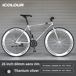 Vélo de ville tendance à vitesse fixe pour adultes avec frein à disque double de 60 mm et pneus pleins - Product Image 5