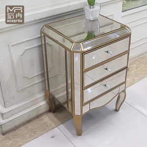 Tables <span class=keywords><strong>de</strong></span> <span class=keywords><strong>chevet</strong></span> Art Déco avec miroir, meubles <span class=keywords><strong>de</strong></span> chambre à coucher en verre, <span class=keywords><strong>table</strong></span> <span class=keywords><strong>de</strong></span> nuit avec 3 tiroirs - Product Image 5