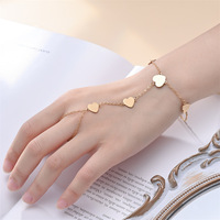 Nouvelle chaîne de main en acier inoxydable au design de niche, simple en acier titane, bracelet chaîne de doigt plaqué or tendance