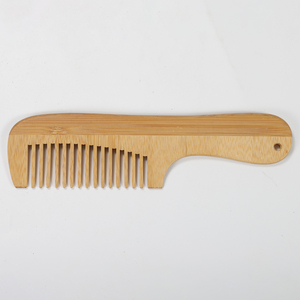 Peine de bambú de mango largo con dientes lisos <span class=keywords><strong>y</strong></span> orificio para colgar, para <span class=keywords><strong>masaje</strong></span> del cuero cabelludo, antiestático, para el cuidado del cabello, venta al por mayor - Product Image 4