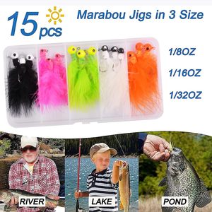 Anzuelos de pesca con mosca de 0.9g, 1.75g, 3.5g, anzuelos de plumas de marabú y chenilla, cabezas de jig para pesca en hielo de crappie, señuelos de pesca con cola de gallo - Product Image 4