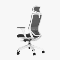 Chaise de bureau ergonomique à dossier haut en tissu maillé avec appui-tête et roulettes, hauteur réglable, design contemporain
