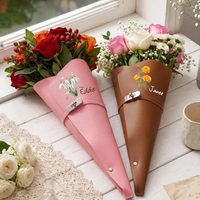 Penyangga Buket Kulit PU Personalisasi, Tas Bunga Kulit dengan Nama Custom, Pembawa Buket, Hadiah Pernikahan, Kantung Buket Bunga