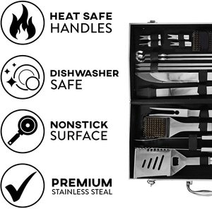 <b>Camping</b> BBQ Grill Set Stainless Steel 21pcs BBQ Tool Utensil with Case for Outdoor Cooking - Product Image 3