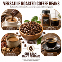 Grains de café Arabica et Robusta torréfiés moyennement du Brésil et d'Éthiopie, offrant des services OEM et ODM, conditionnés en 1 kg