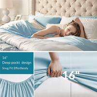 Draps de lit doux soyeux draps de lit rafraîchissant d'été en bambou ensemble de draps de lit rafraîchissant