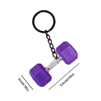 Porte-clés créatif en PVC 3D en forme de mini haltère noir, accessoire de sac à dos, équipement de fitness