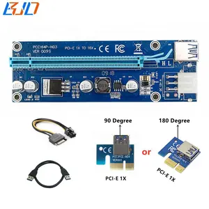 Ver 0009 s 6पिन कनेक्टर pci-e pci x1 से x16 riser कार्ड के लिए 60 सेमी यूएसबी केबल के साथ रेसर कार्ड