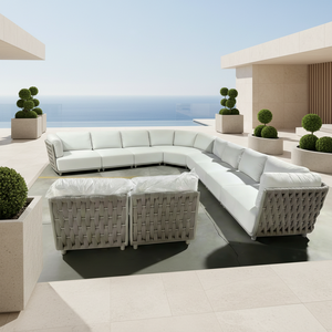 Meubles de <span class=keywords><strong>jardin</strong></span> modernes en métal pour l'extérieur et l'intérieur, canapé en forme de L pour 10 personnes avec table, <span class=keywords><strong>salon</strong></span> de <span class=keywords><strong>jardin</strong></span>, canapé imperméable, ensembles de meubles de <span class=keywords><strong>jardin</strong></span> - Product Image 1