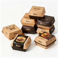 Boîte à hamburger personnalisée en gros, halal, en carton ondulé de qualité alimentaire, résistante à la graisse, jetable, imprimée OEM, pour restaurants