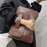 Bolso de Mano de Moda para Mujer con Patrón de Serpiente Grueso, Gran Capacidad, Estilo Retro, Nuevo, para Guardar Documentos