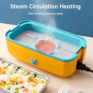 2023 High Quality Fashion 304 Stainless Steel Double Layers Electric Steamer Lunch Box Heated Bento Box