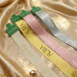 Cintas de Alta Gama Personalizadas de 25 mm, Doradas y Plateadas, con Logotipo, Diseño de Marca, <span class=keywords><strong>Cinta</strong></span> Negra de Alta Gama para Flores, <span class=keywords><strong>Cinta</strong></span> <span class=keywords><strong>Ancha</strong></span> Impresa - Product Image 3