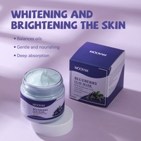 Masker lumpur Blueberry, masker wajah krim Eksfoliasi untuk menghilangkan komedo dan mengecilkan pori-pori krim perawatan kecantikan pribadi