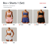 XW-TZ4001 Ensemble de yoga deux pièces avec short de sport à poches latérales et soutien-gorge croisé sans dos pour fitness, course et gym