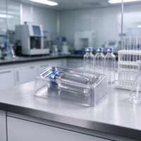 Plateau alvéolé en plastique transparent à 1 compartiment pour flacons de 3 ml et 10 ml, en PET, pour l'emballage de peptides