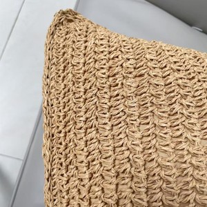 Handmade Crocheted Jute Throw Pillow Square Solid Minimalist Decorative Cushion For Sofa Living Room Home Decor - Product Image 2