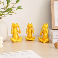 Ensemble de figurines de chat noir mat imprimées en 3D, sculpture de grenouille dorée pour la méditation, le yoga et les étirements, ornement de bureau, cadeau
