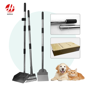 重型金属托盘和耙子3pcs套装宠物便便铲花园爪铲带宠物长柄 - Product Image 1