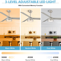 Meilleure vente moteur en cuivre 3 pales ABS intérieur 52 pouces télécommande Led plafond lustre ventilateur lumière