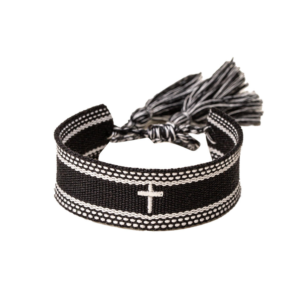 Tassel Charm Fabric Multicolour Braided Friendship Woven Embroidery  Bracelet Fabric Embroidery Letter Bracelet for Women Men