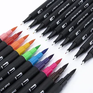 Ensemble de stylos à double brosse de haute qualité avec logo personnalisé en promotion stylo à pointe pinceau aquarelle à vendre stylo à dessin avec logo