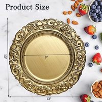 Nouvelles Assiettes de Présentation Rondes en Plastique Doré de 13 Pouces, Réutilisables, de Haute Qualité, en Gros, pour Décoration de Table de Mariage et de Fête