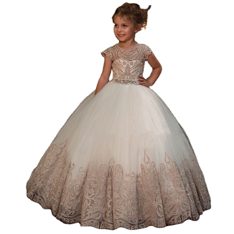 New cross-border foreign trade supply children's flower girl dress lace sleeveless show host girl princess princess dress skirt