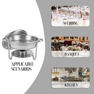 Recipientes para Calentar Alimentos de Acero Inoxidable Comerciales del Fabricante, Recipientes para Buffet con Tapa Redonda para Catering - Product Image 5