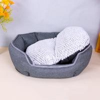 Vente en gros de lits doux et luxueux pour chiens gris, matelas apaisant pour chats et chiens, tapis confortable, lit rond chaud et douillet pour animaux de compagnie