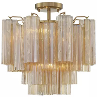 Lustre en verre rond à plusieurs niveaux de luxe pour l'intérieur, idéal pour le salon, la chambre à coucher, la salle à manger