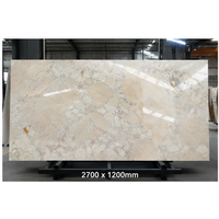 Dalles de pierre frittée brillante beige grande taille, moulées monobloc, idéales pour les murs et sols d'ingénierie de salons modernes
