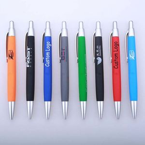 Custom Logo Metal Clip Plastic Ballpoint <b>Pen</b> - Promotional Gift <b>Pen</b> with Soft Touch <b>Grip</b> for Business, School, Office Stationery - Product Image 1