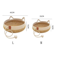 Designer Nouveau Panier de Lit pour Chat Tissé en Herbe Naturelle avec Coussin Panier de Lit en Coton Tissé avec Paille à la Main pour Animaux de Compagnie avec Balle de Jeu