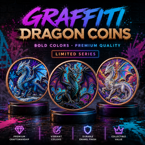 Koin Tembaga Murni 999 1 oz Bergaya Grafiti Berwarna Seri Naga Relief Tinggi 3D UV Edisi Kolektor - Product Image 1