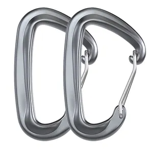 JRSGS S7801S Factory Aluminium 12KN Carabiner Wire Gate Hammock Custom Logo Camping Snap Hooks Karabiner