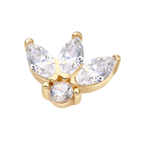 Piercing Stories 14K Or Massif Fleur Fileté Top Labret Fleur Base Labret Boucle D'oreille Anneau Corps Piercing Bijoux