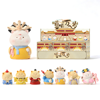 Meow Meow Hooray Cat Blind Box, figurine surprise mignonne de chaton en résine solide, objet de collection, design aléatoire, cadeaux jouets