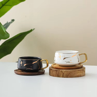 Ensemble de tasses à thé en céramique écologique, style japonais moderne, luxe, blanc, noir, vert, marbre, mug de mariage
