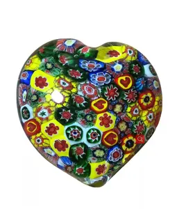 glass millefiori flower paperweight